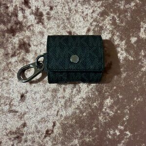 Michael Kors signature logo-print black AirPod earbud case